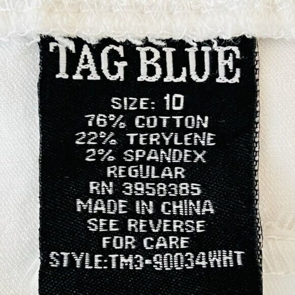 Tag Blue Women's Stretch Pull-on White Lightweight Cargo Capri Pants Size 10 NWT - Picture 8 of 12